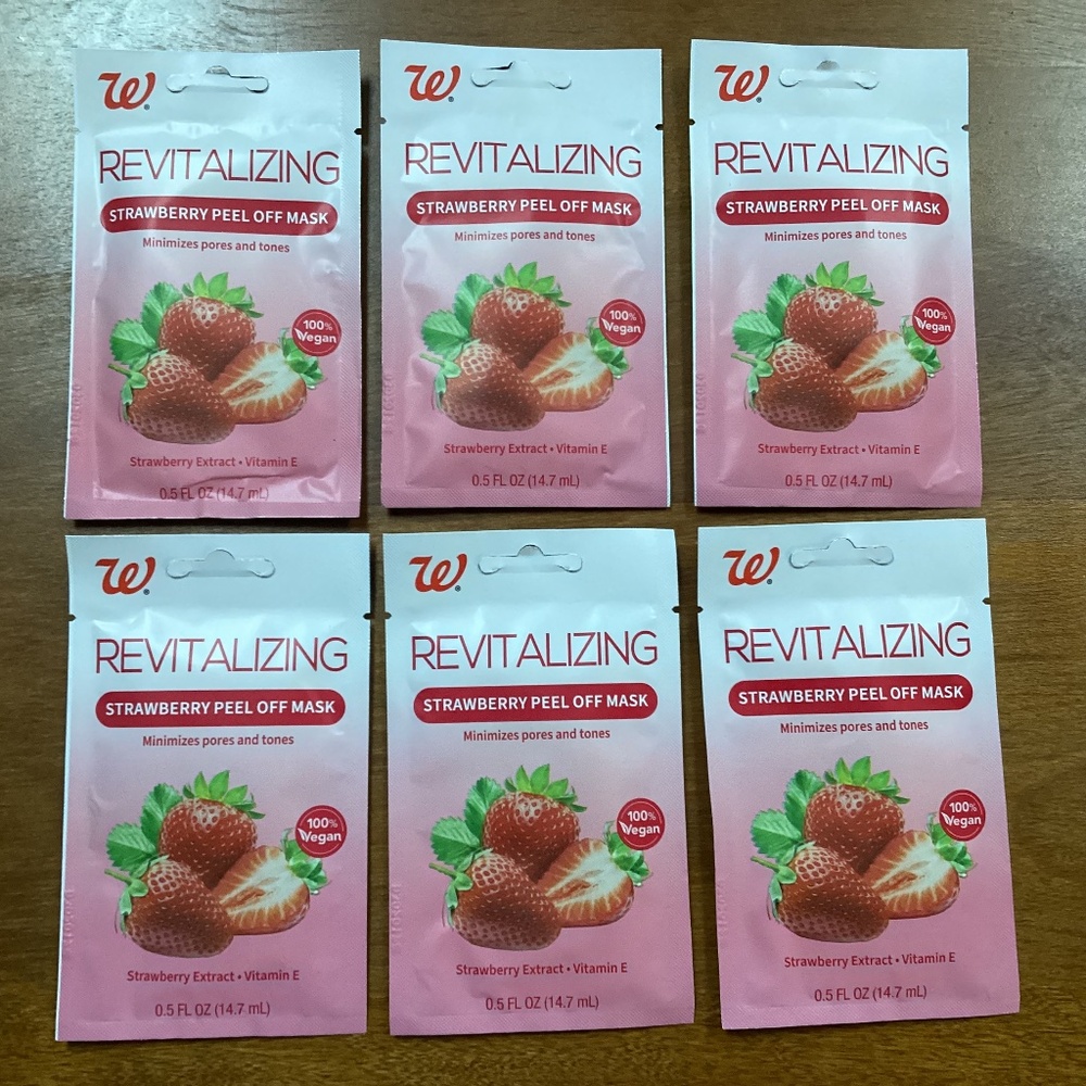 Walgreens Revitalizing Strawberry Peel Off Masks Bundle 14.7 ml 6 pack NEW